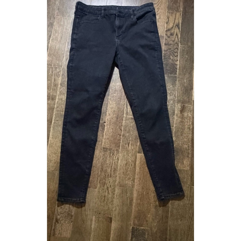 American Eagle Outfitters Hi-Rise Skinny Stretch Black Denim Jeans Size 14 Long